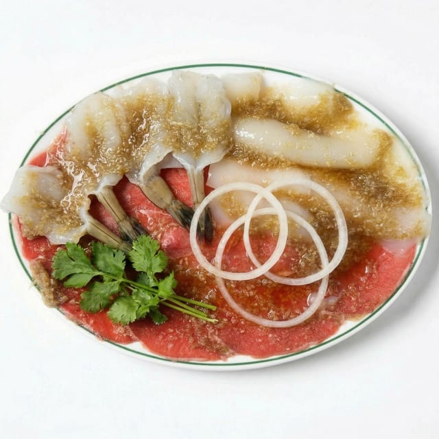 Shrimp, Squid & Beef/Tôm, Mực & Bò Nướng Vị.